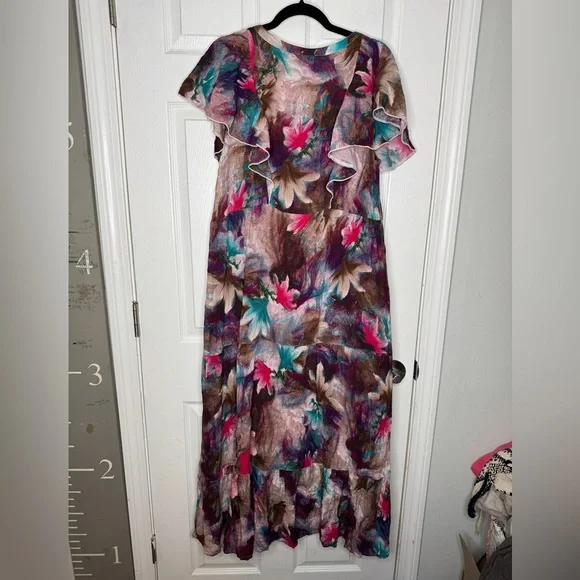 SOFT SURROUNDINGS Italian Dreams Tiered Maxi Dress Size L Floral Viscose‎ - Picture 3 of 7